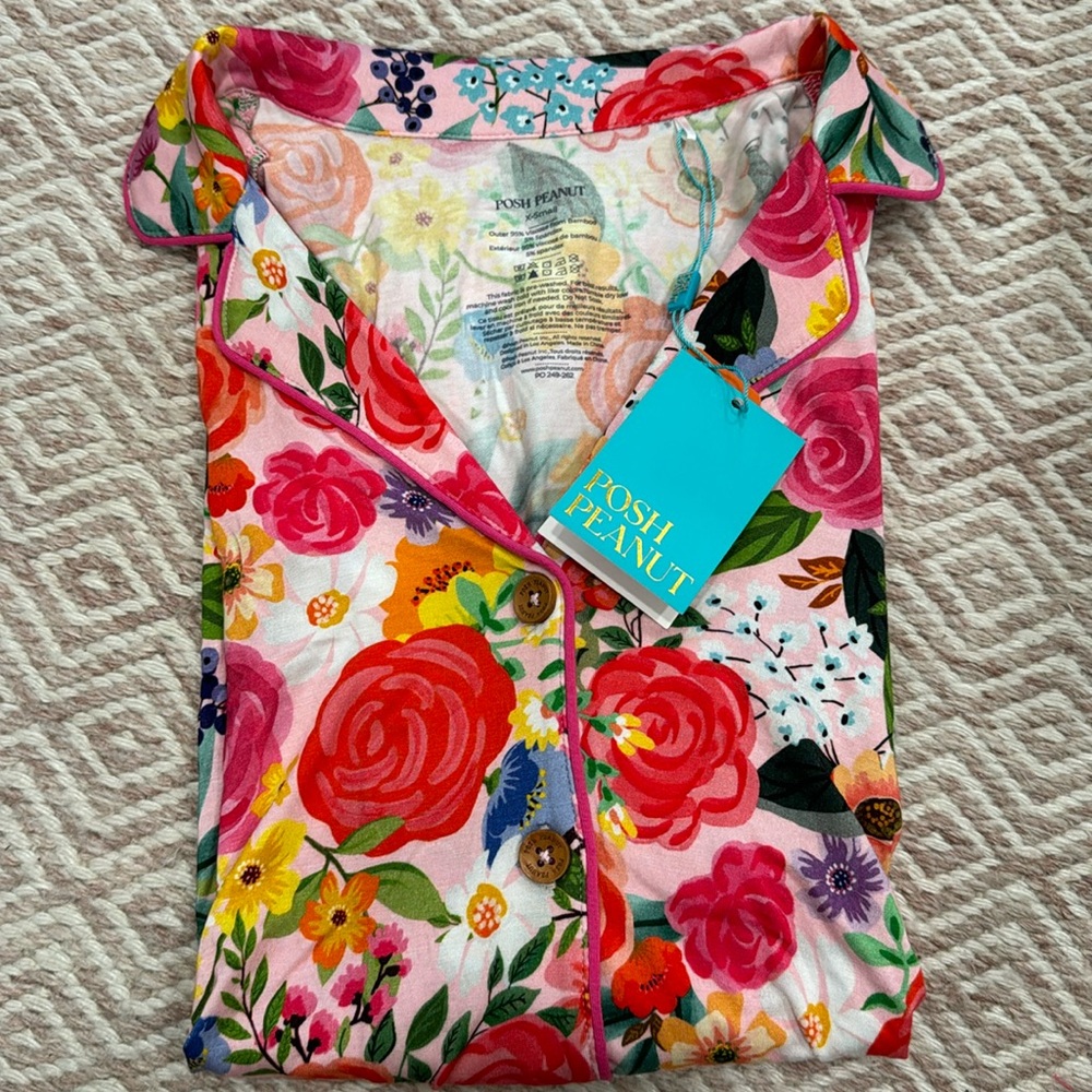 Posh Peanut Floral Pajama Top, Xsmall